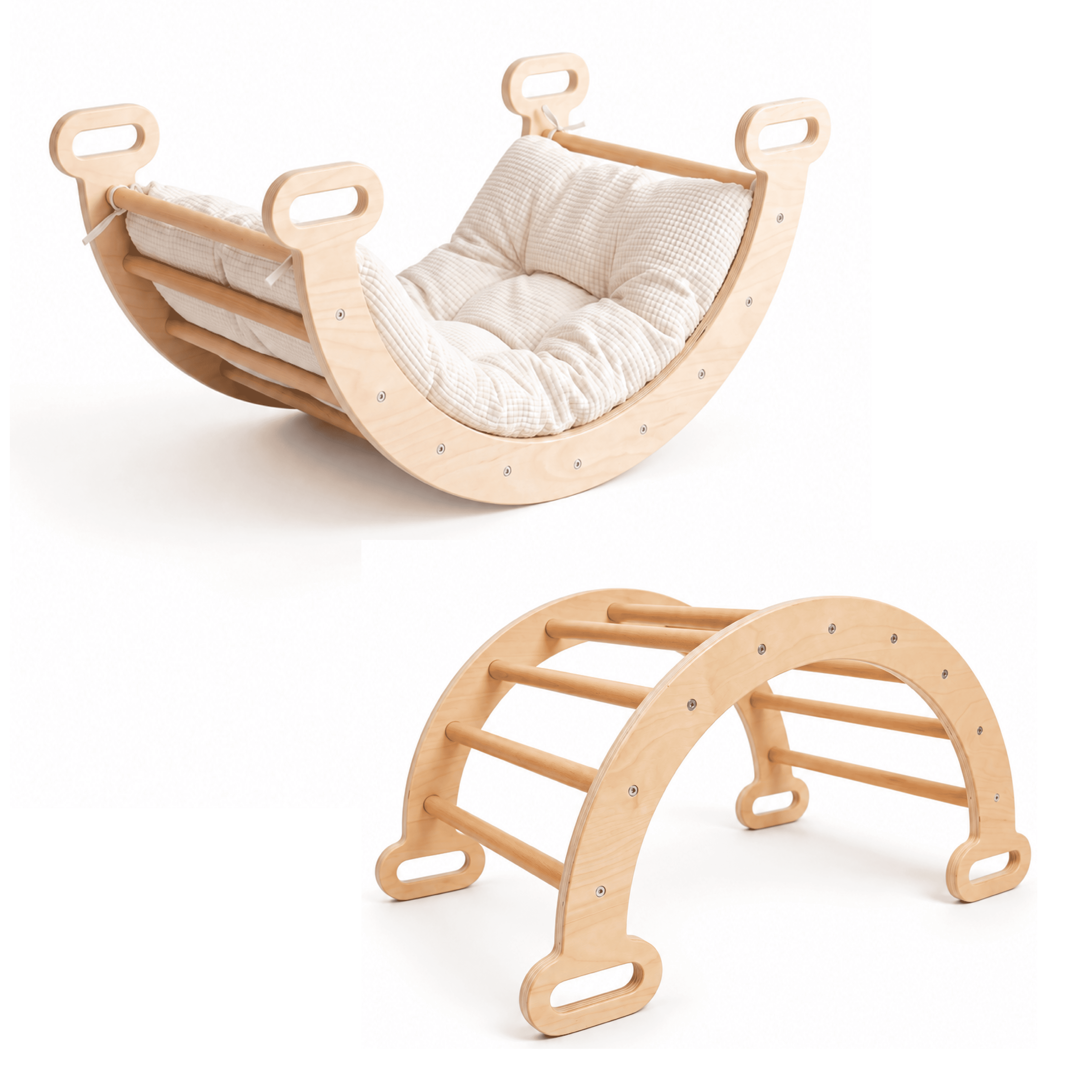 Arco Dondolo Montessori in Legno con Cuscino