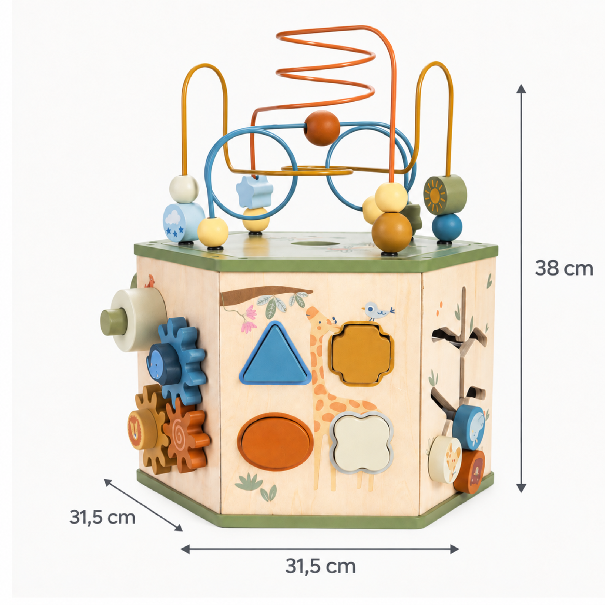 Il Cubo delle Scoperte – Cubo Multi Attività Montessori Safari in Legno
