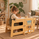 La Torre delle Scoperte – Torre Montessori Trasformabile con Lavagna e Tavolino